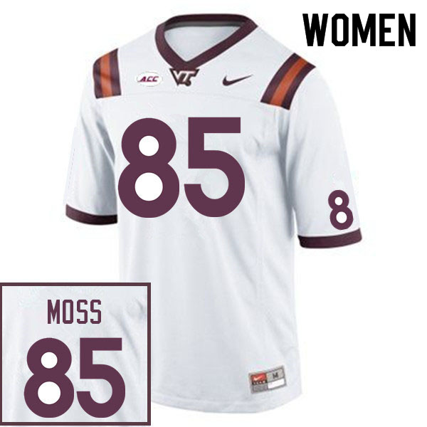 Women #85 Christian Moss Virginia Tech Hokies College Football Jerseys Sale-White - Click Image to Close